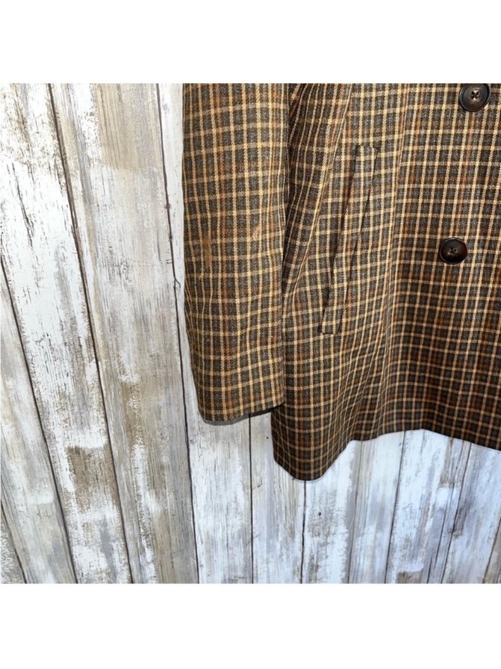Madewell Caldwell Blazer Mandell Plaid Double Breasted Brown Tan Size L - Picture 6 of 7